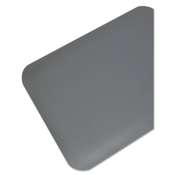 Antifatigue Mat, 60" L x 36" W, 0.5" Thickness, Solid PVC, Gray